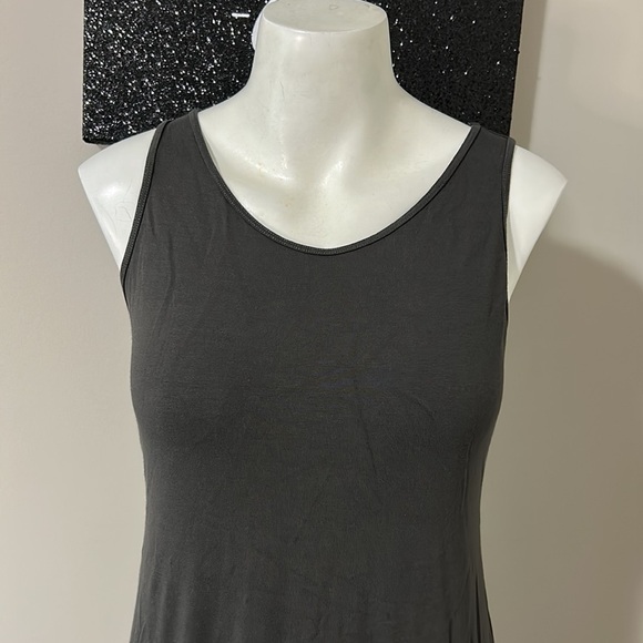 EILEEN FISHER Viscose Jersey Tank Dress Dark Gray Slim Fit Sleeveless Sz XS - Picture 2 of 9